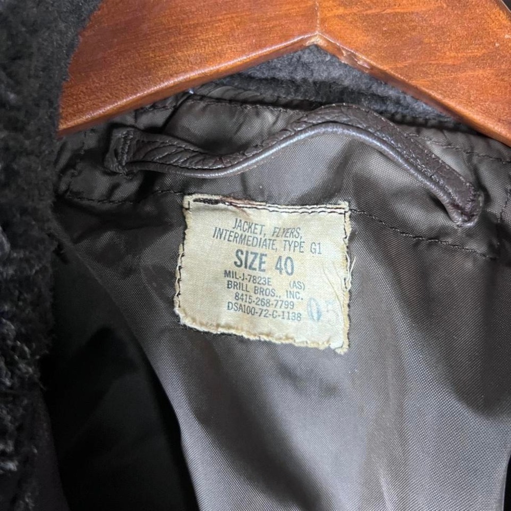 Vintage 70s G1 Brill Bros Goatskin Leather Bomber Jacket with Black Collar - Picture 3 of 8